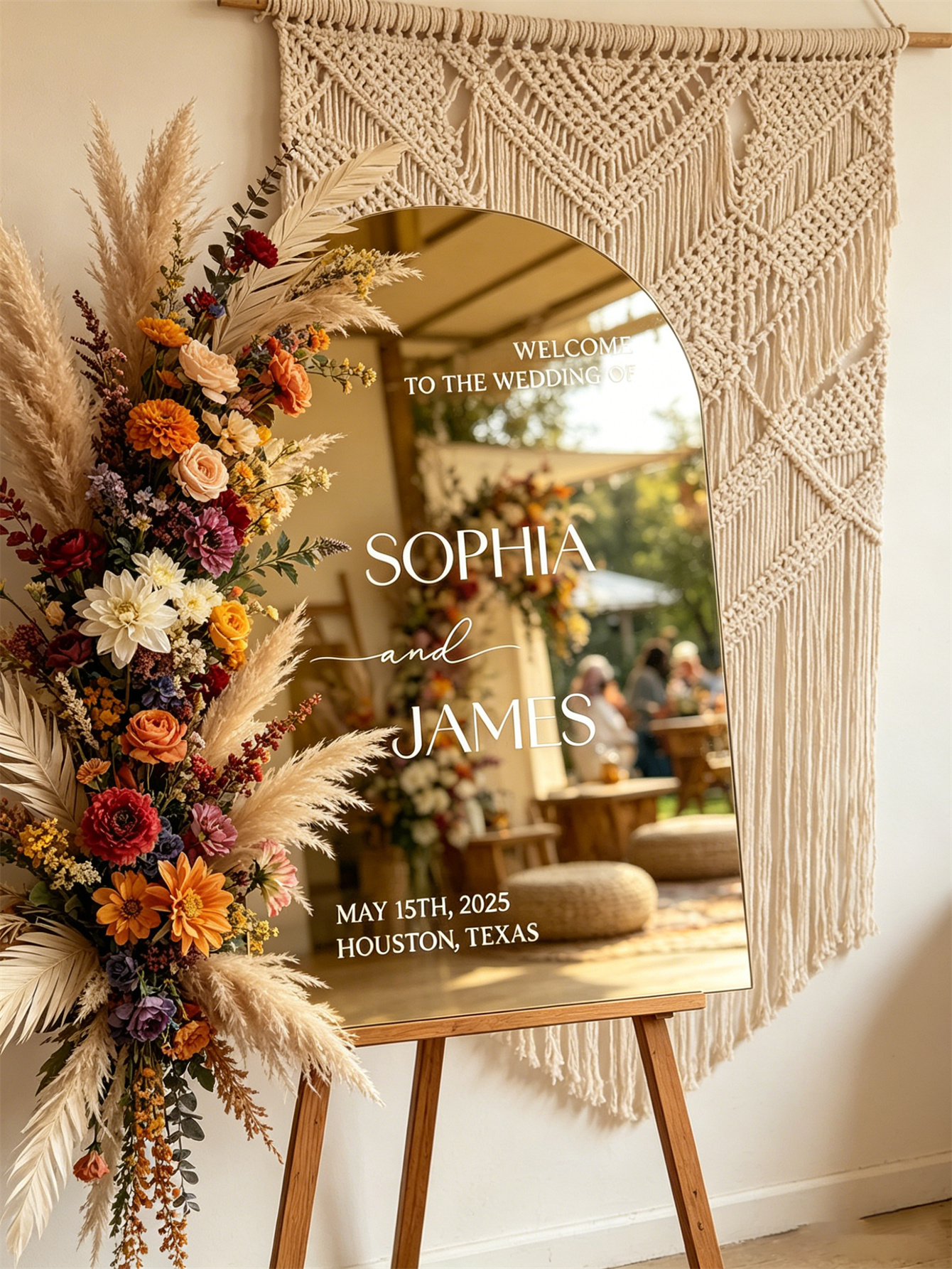 Mirror acrylic welcome signs, golden mirror wedding direction signs, custom wedding direction signs, ceremony welcome signs